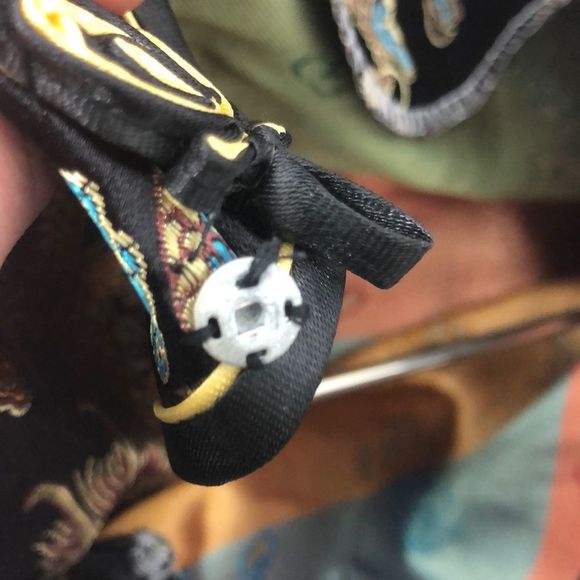 Vintage Dress Cheongsam Cocktail Black Brocade dragon gold motif sheath Lux LBD - Picture 6 of 16